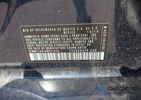 2019 Volkswagen Golf Alltrack S/Se/Sel from USA, damaged, VIN 3VWM17AU7KM521044